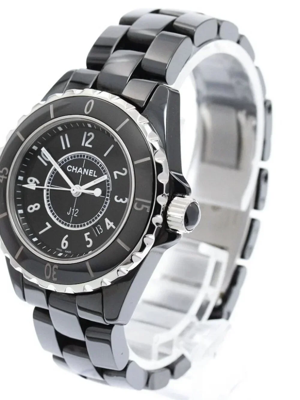 CHANEL J12 H0682 Black Ceramic 33MM Date black Dial Quartz Ladies Watch_930465